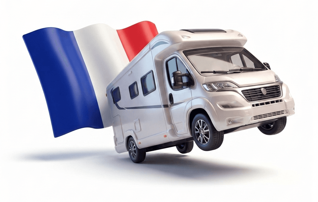 Camping-car et drapeau français