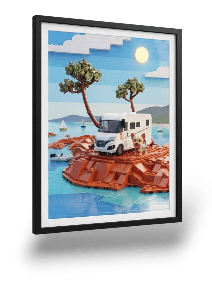 Poster camping-car personnalisé encadré
